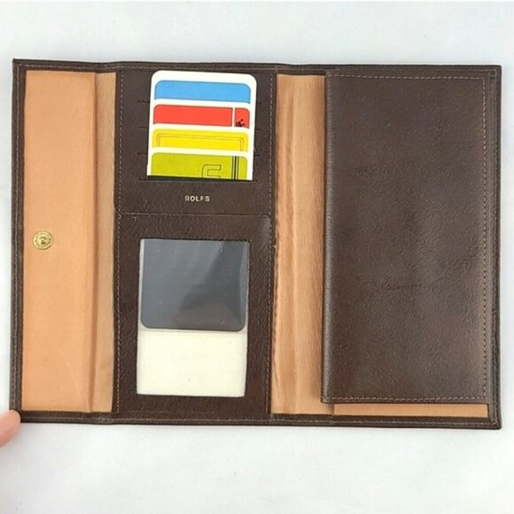 ROLFS Vintage Women's Brown Leather Trifold Wallet Snap Closure - Picture 9 of 15